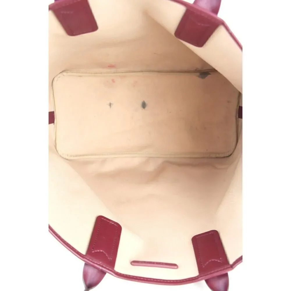 Large Michael Kors BURGUNDY COATED CANVAS LOGO SHOULDER BAG TOTE HANDBAG PURSE